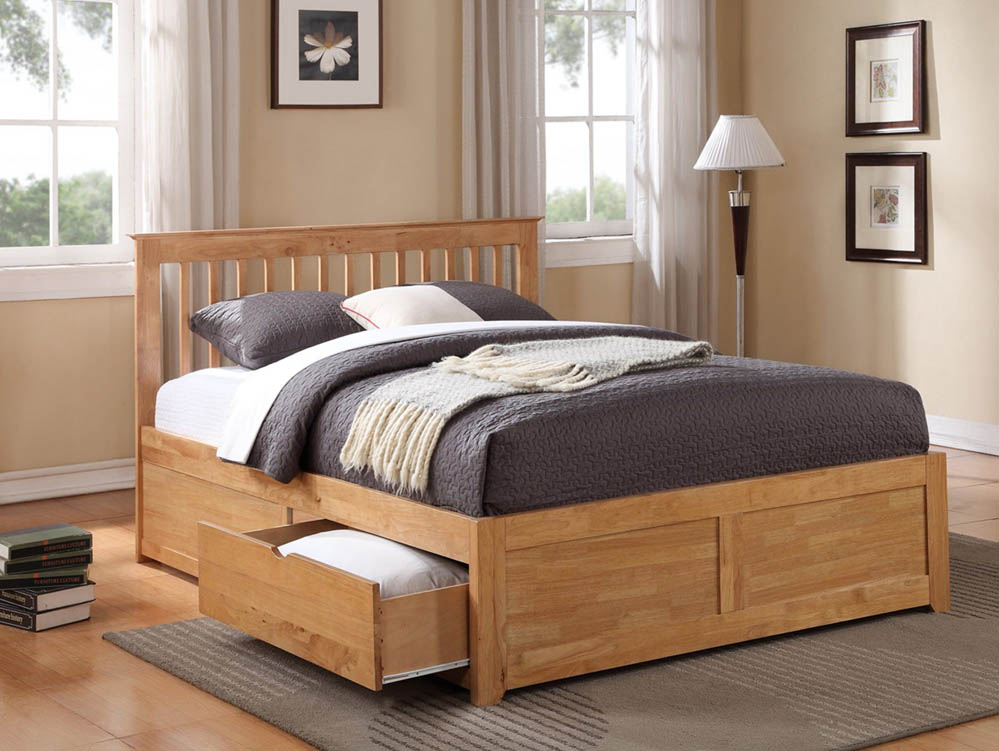 Flintshire Furniture Flintshire Pentre 5ft King Size Oak Wooden 2 Drawer Bed Frame