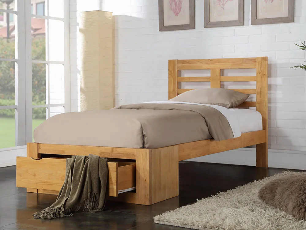 Flintshire Flintshire New Bretton Oak Wooden 2 Drawer Storage Bed Frame