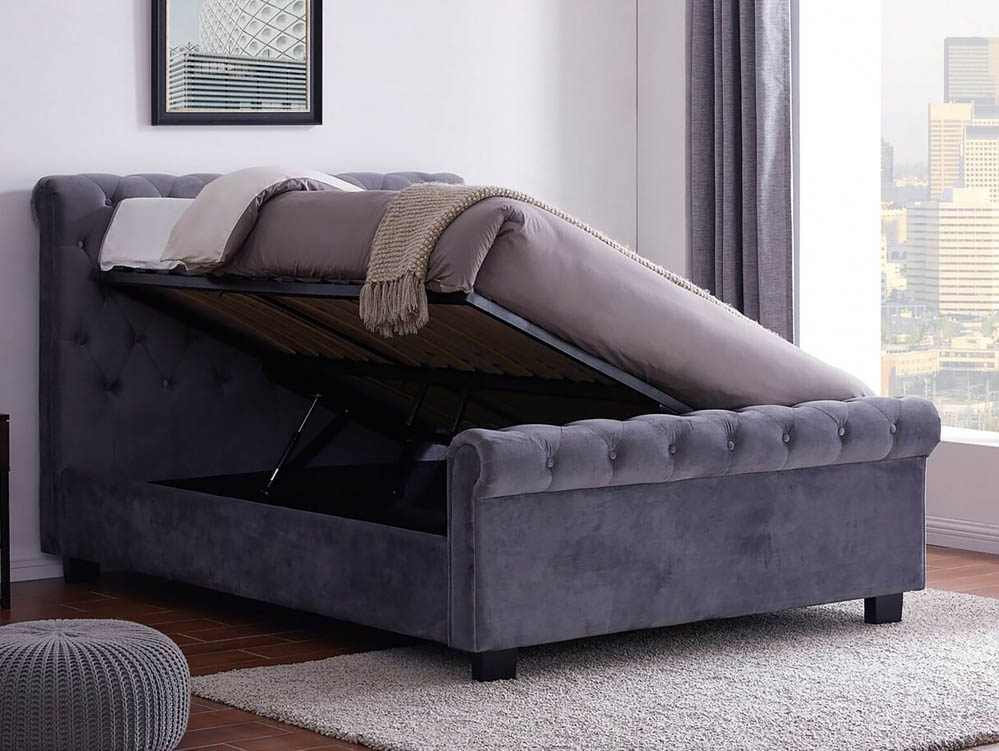 Flintshire Furniture Flintshire Whitford 4ft6 Double Grey Upholstered Fabric Ottoman Bed Frame
