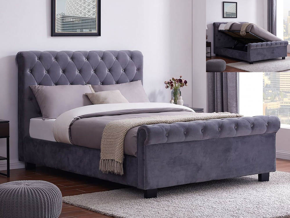 Flintshire Furniture Flintshire Whitford 4ft6 Double Grey Upholstered Fabric Ottoman Bed Frame