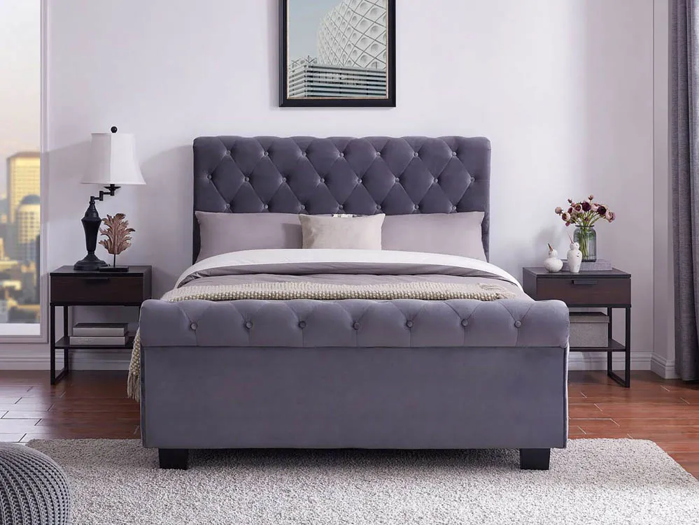 Flintshire Furniture Flintshire Whitford 5ft King Size Grey Fabric Ottoman Bed Frame