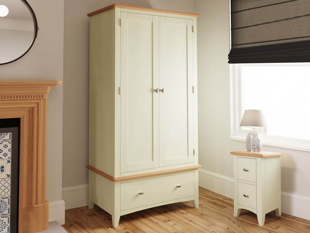 Kenmore Kenmore Patterdale White and Oak 2 Door 1 Drawer Double Wardrobe (Flat Packed)