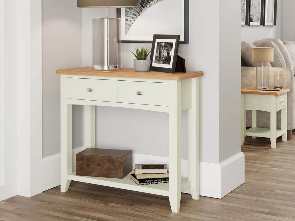 Kenmore Kenmore Patterdale White and Oak 2 Drawer Console Table (Flat Packed)