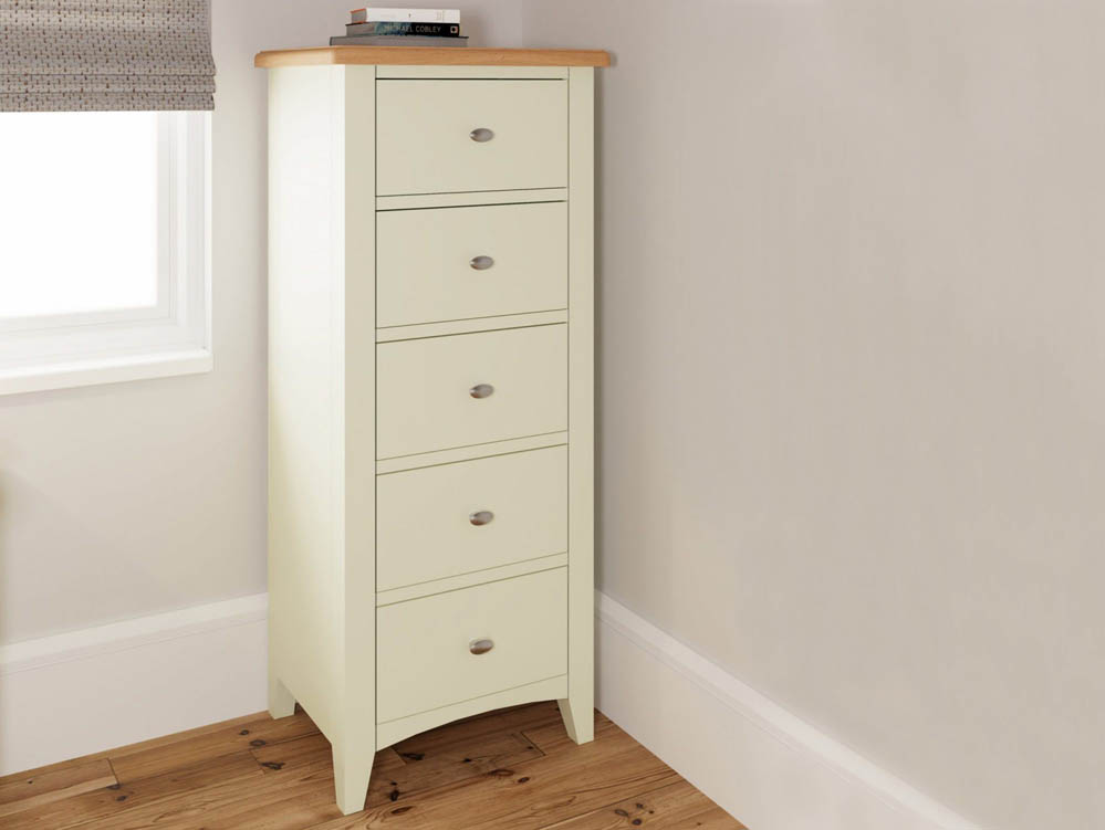 Kenmore Kenmore Patterdale White and Oak 5 Drawer Tall Narrow Chest of Drawers (Assembled)