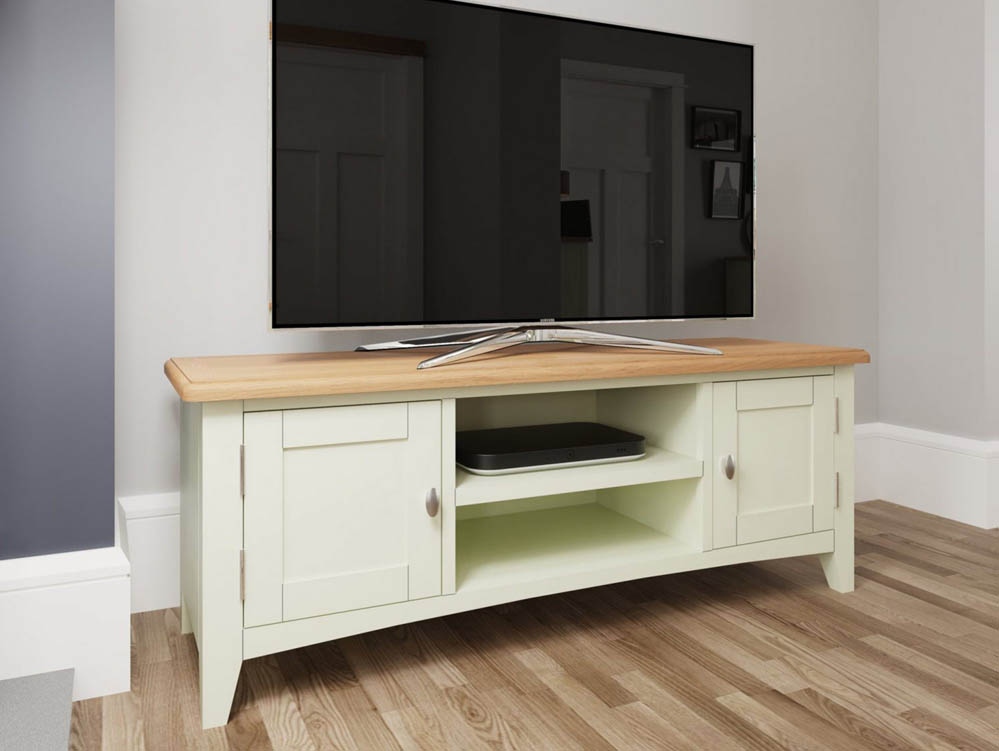 Kenmore Kenmore Patterdale White and Oak 2 Door Large TV Cabinet (Assembled)