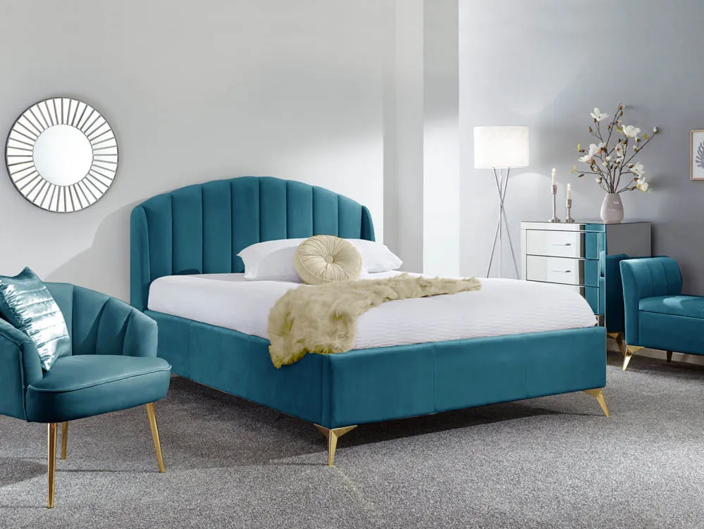 GFW GFW Pettine 4ft6 Double Teal Fabric Ottoman Bed Frame