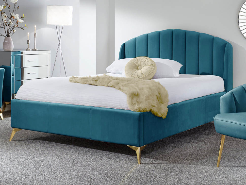 GFW GFW Pettine 5ft King Size Teal Upholstered Fabric Ottoman Bed Frame