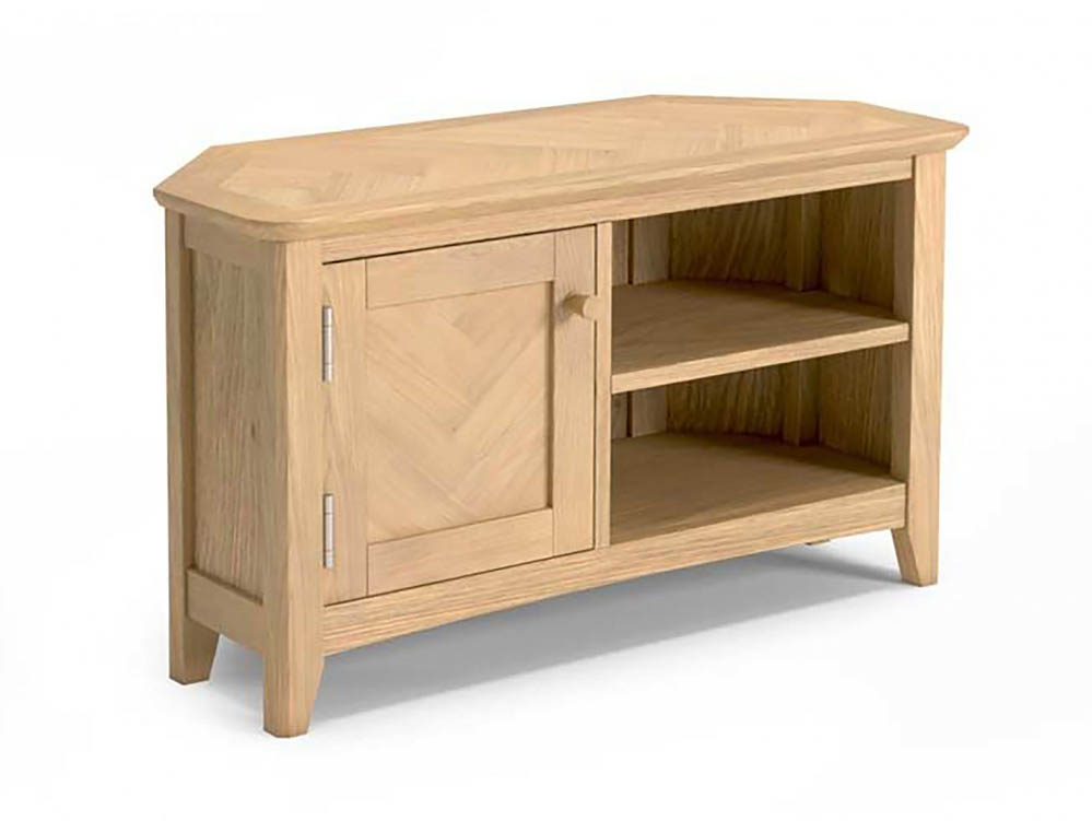 Archers Archers Oslo 1 Door Light Oak Wooden Corner TV Cabinet (Assembled)