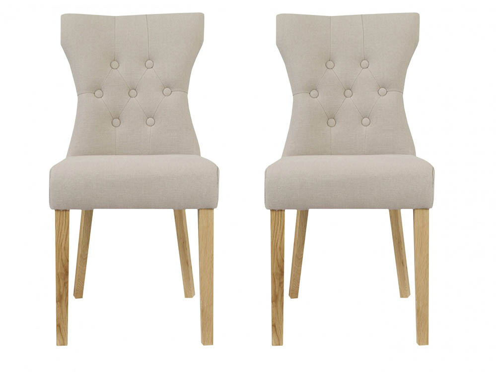 LPD LPD Naples Set of 2 Beige Linen Fabric Dining Chairs