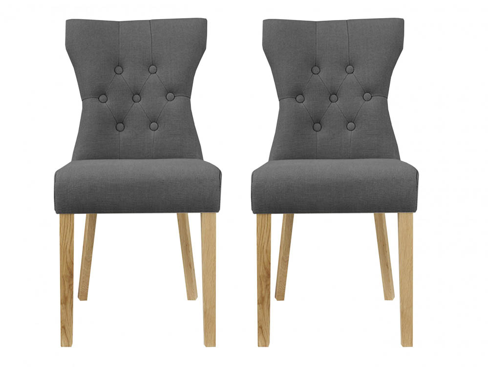 LPD LPD Naples Set of 2 Steel Grey Velvet Fabric Dining Chairs