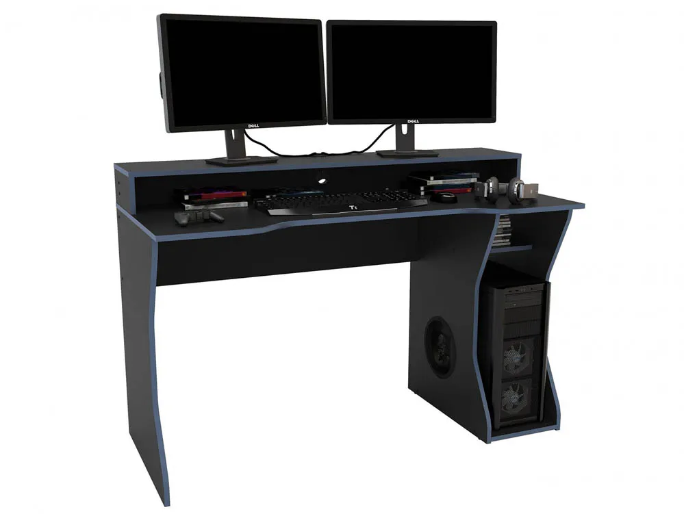 Birlea Furniture & Beds Birlea Enzo Black and Blue Gaming Computer Desk