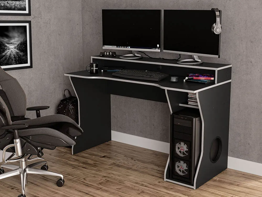 Birlea Furniture & Beds Birlea Enzo Black and Silver Gaming Computer Desk