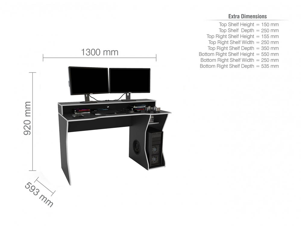 Birlea Birlea Enzo Black and Silver Gaming Computer Desk