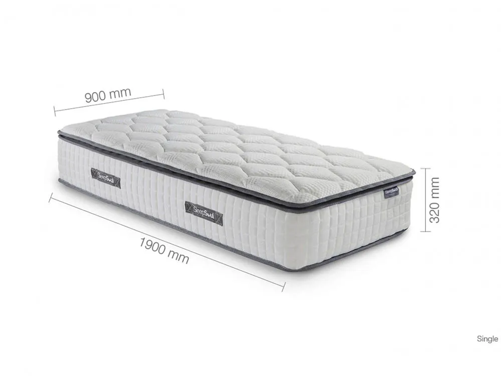 SleepSoul SleepSoul Bliss Memory Pocket 800 Pillowtop 3ft Single Mattress in a Box