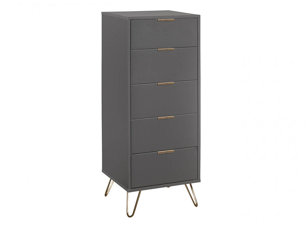 Birlea Birlea Arlo Charcoal 5 Drawer Narrow Chest of Drawers (Flat Packed)