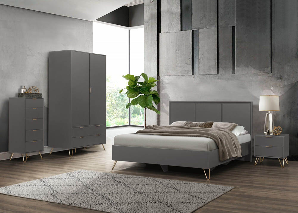 Birlea Birlea Arlo 4ft Small Double Charcoal Wooden Bed Frame