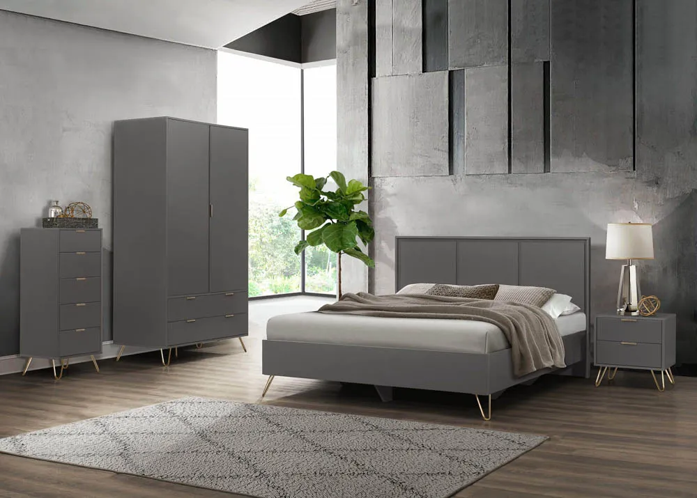 Birlea Furniture & Beds Birlea Arlo 4ft Small Double Charcoal Wooden Bed Frame