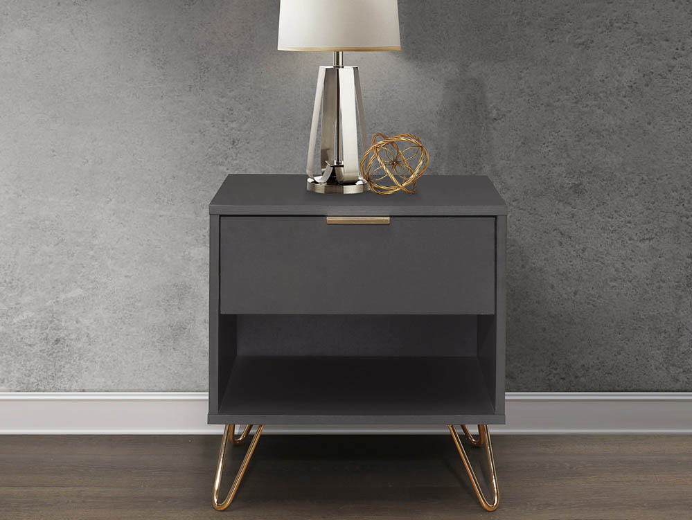 Birlea Birlea Arlo Charcoal 1 Drawer Bedside (Flat Packed)