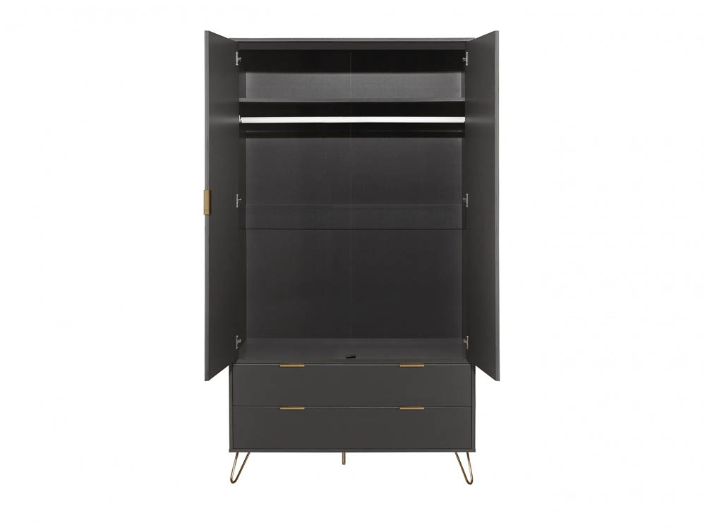 Birlea Birlea Arlo Charcoal 2 Door 2 Drawer Wardrobe (Flat Packed)