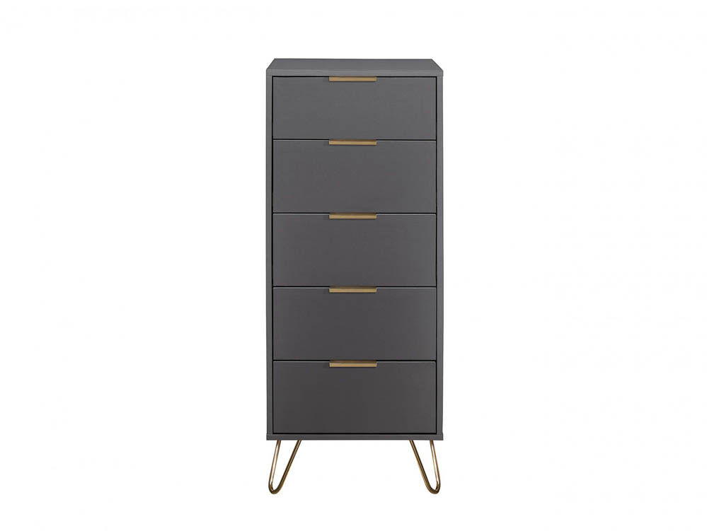 Birlea Birlea Arlo Charcoal 5 Drawer Narrow Chest of Drawers (Flat Packed)