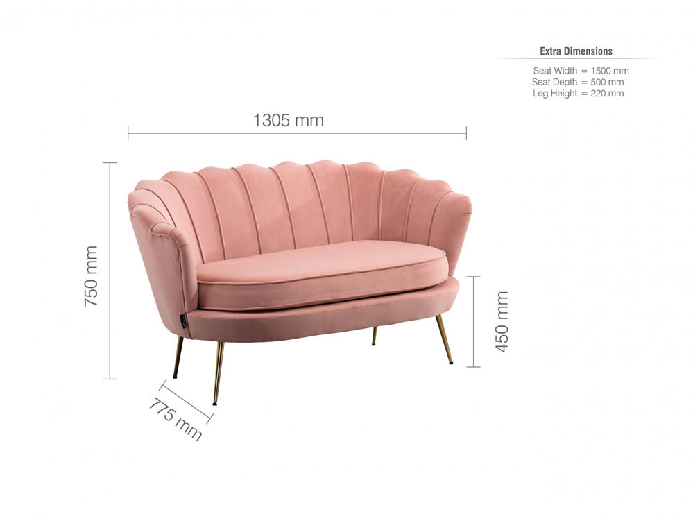 Birlea Birlea Ariel Coral Fabric 2 Seater Sofa