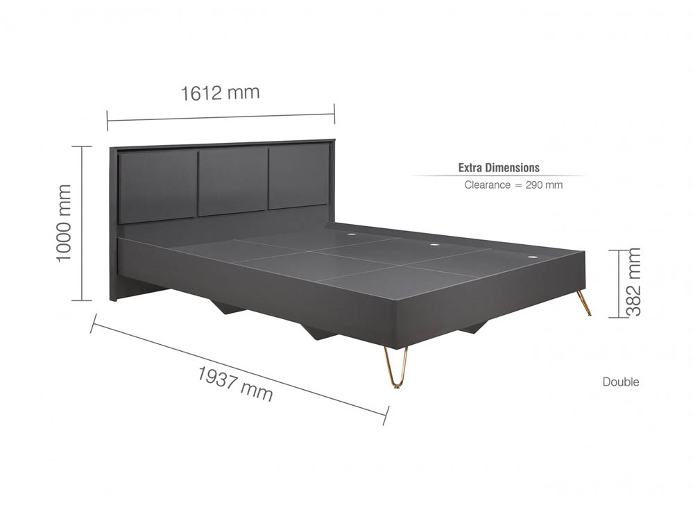 Birlea Birlea Arlo 4ft6 Double Charcoal Wooden Bed Frame