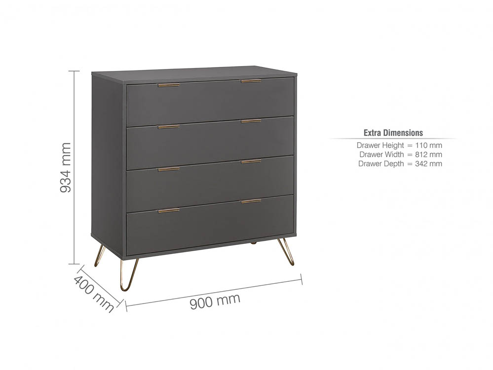 Birlea Birlea Arlo Charcoal 4 Drawer Chest (Flat Packed)