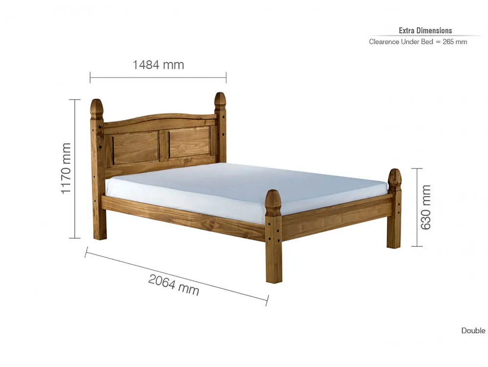 Birlea Furniture & Beds Birlea Corona 4ft6 Double Waxed Pine Wooden Bed Frame (Low Footend)