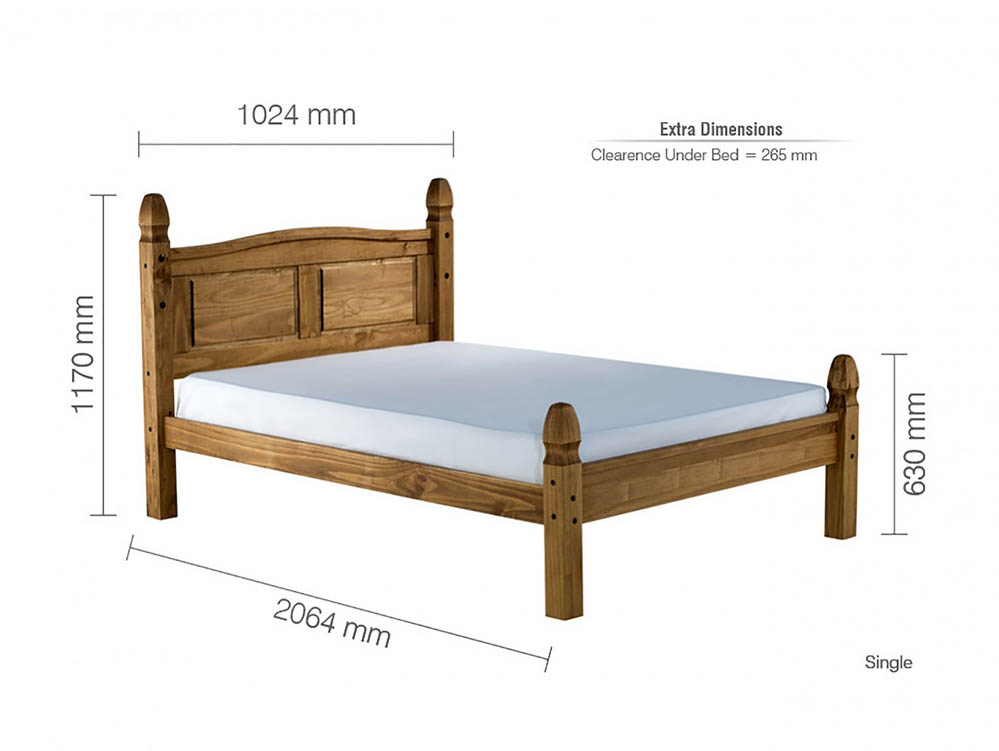 Birlea Birlea Corona 3ft Single Waxed Pine Wooden Bed Frame (Low Footend)