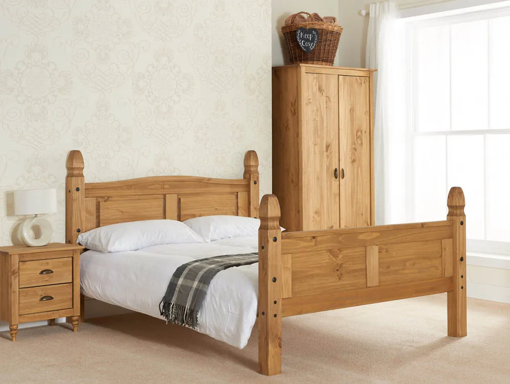 Birlea Birlea Corona Waxed Pine Wooden Bed Frame (High Footend)