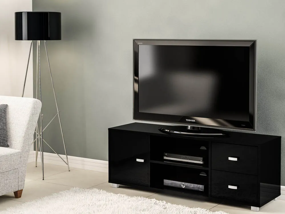 Birlea Furniture & Beds Birlea Covent Black High Gloss TV Unit