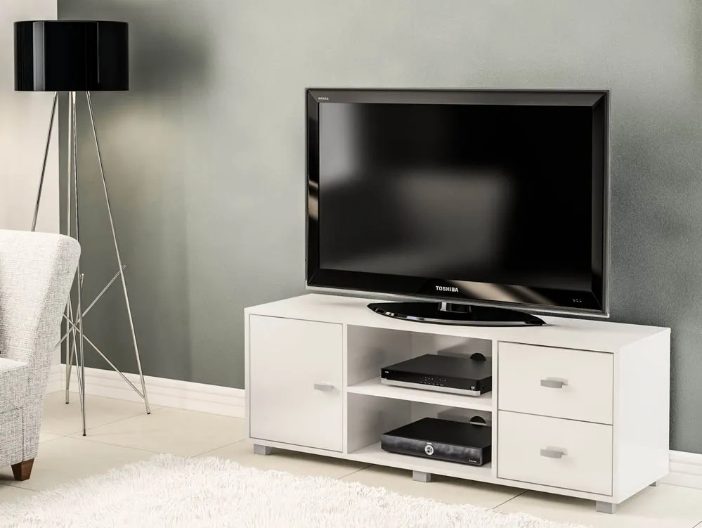 Birlea Furniture & Beds Birlea Covent White High Gloss 1 Door 2 Drawer TV Unit