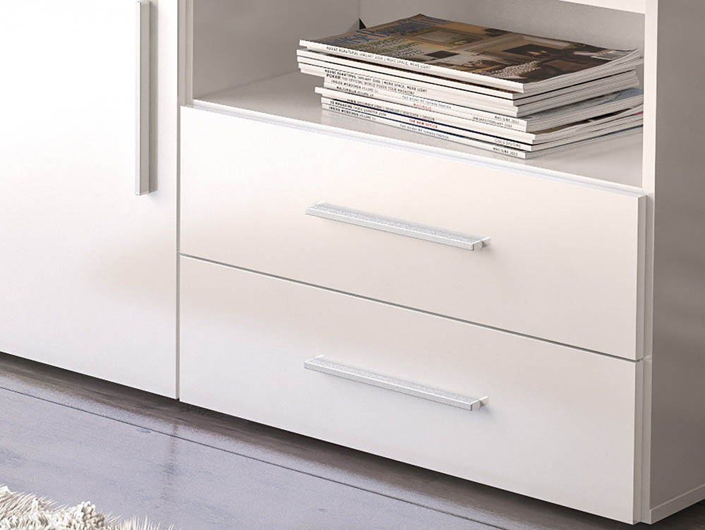 Birlea Birlea Edgeware White High Gloss 1 Door 2 Drawer Sideboard (Flat Packed)