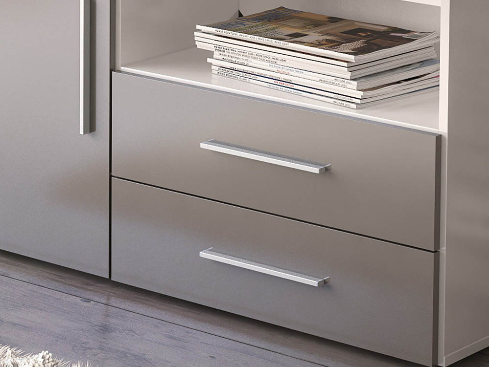 Birlea Birlea Edgeware White and Grey High Gloss 1 Door 2 Drawer Sideboard (Flat Packed)