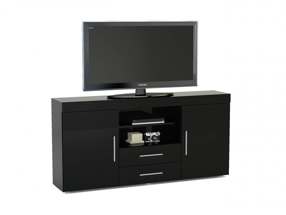 Birlea Birlea Edgeware Black High Gloss 2 Door 2 Drawer Sideboard (Flat Packed)