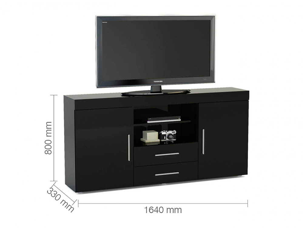 Birlea Birlea Edgeware Black High Gloss 2 Door 2 Drawer Sideboard (Flat Packed)