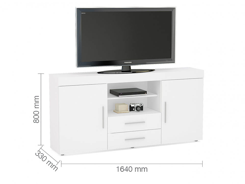 Birlea Birlea Edgeware White High Gloss 2 Door 2 Drawer Sideboard (Flat Packed)