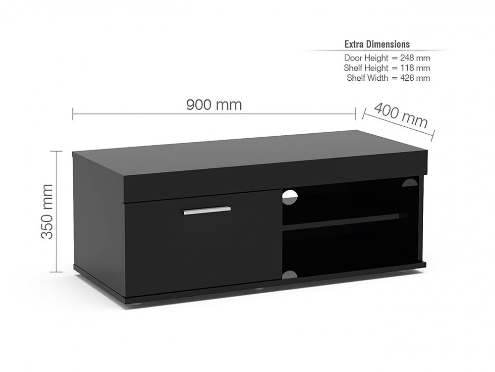 Birlea Birlea Edgeware Black High Gloss Small TV Unit (Flat Packed)