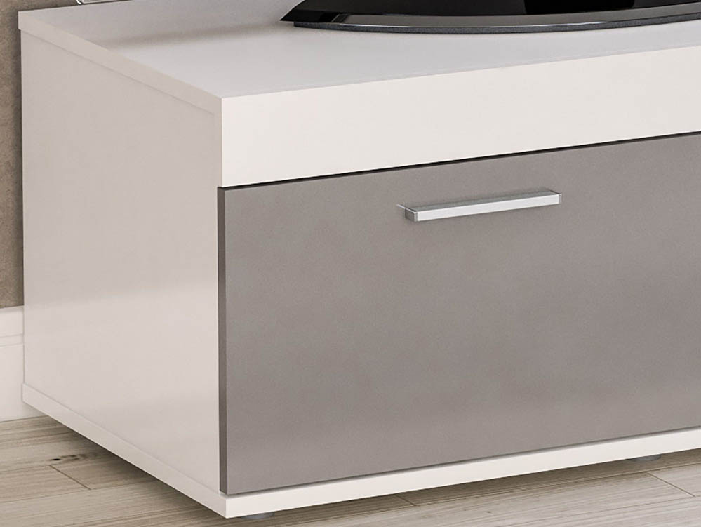 Birlea Birlea Edgeware White and Grey High Gloss Small TV Unit (Flat Packed)