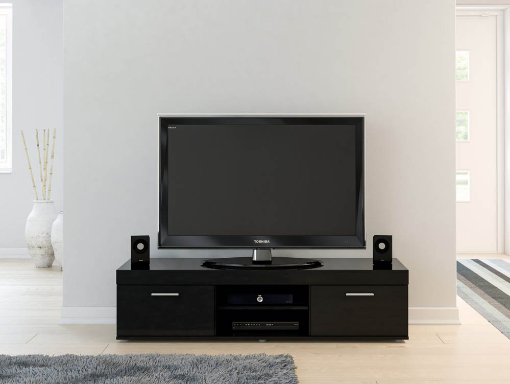 Birlea Birlea Edgeware Black High Gloss TV Unit (Flat Packed)