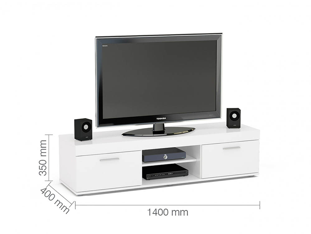 Birlea Birlea Edgeware White High Gloss TV Unit (Flat Packed)