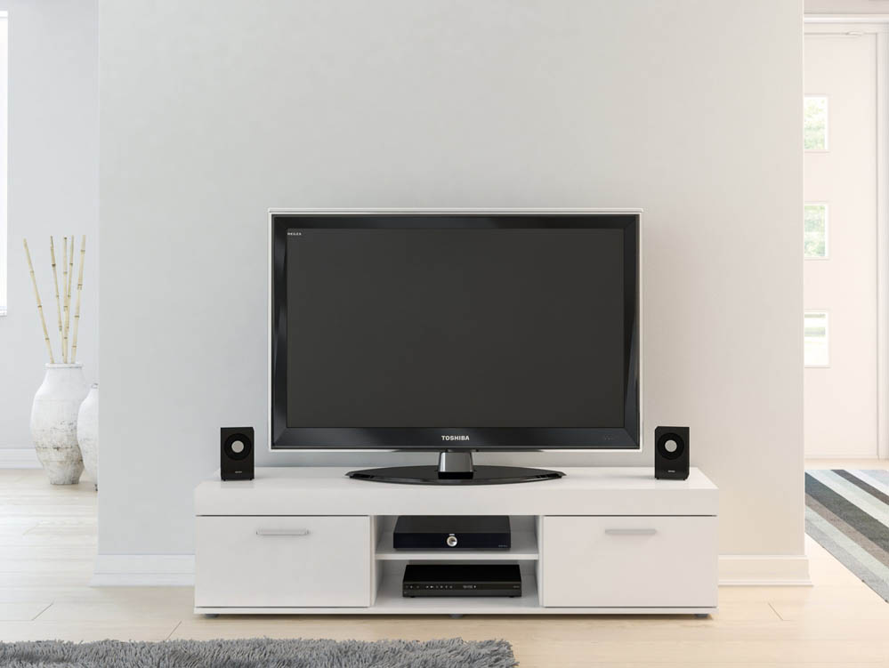 Birlea Birlea Edgeware White High Gloss TV Unit (Flat Packed)