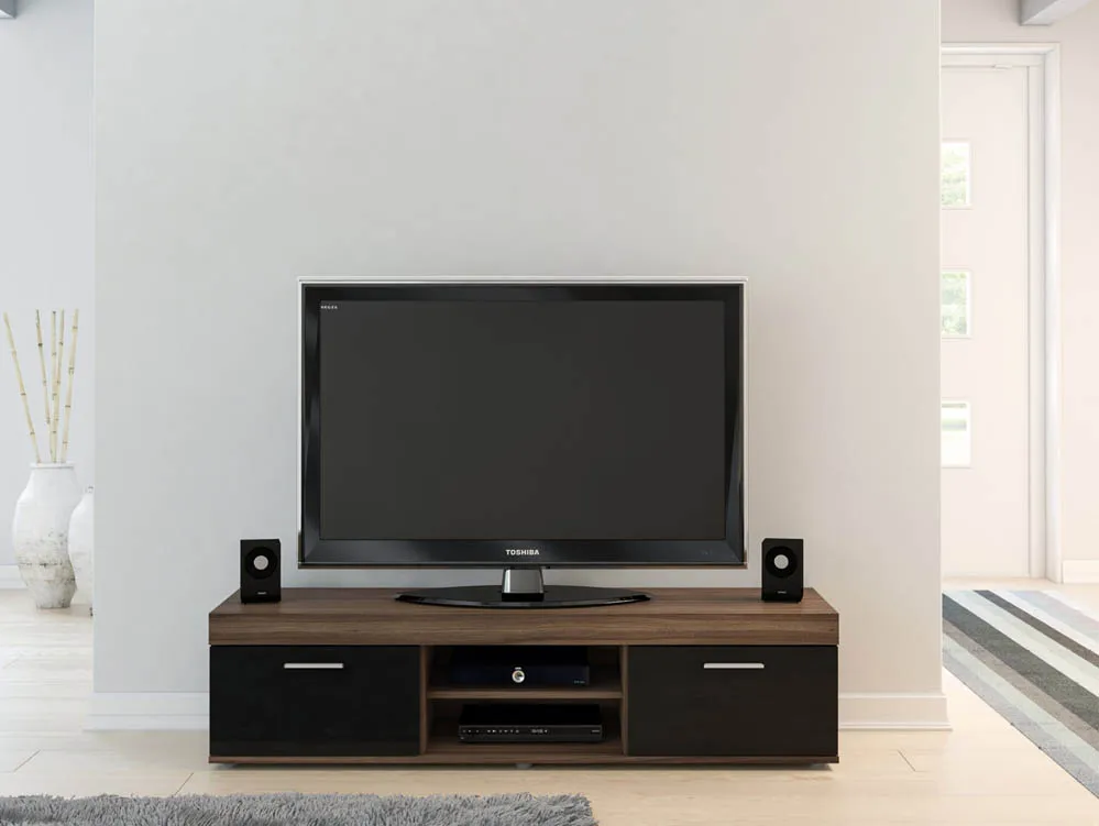 Birlea Furniture & Beds Birlea Edgeware Walnut and Black High Gloss TV Unit