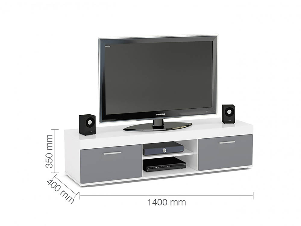 Birlea Birlea Edgeware White and Grey High Gloss TV Unit (Flat Packed)