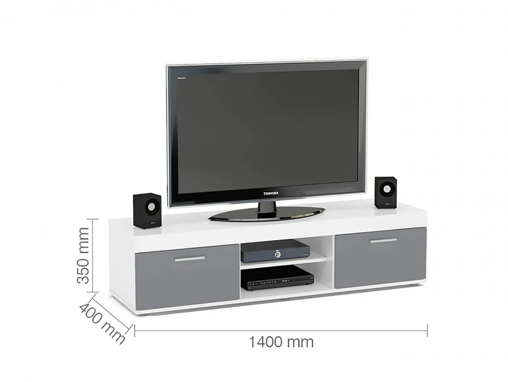 Birlea Furniture & Beds Birlea Edgeware White and Grey High Gloss TV Unit