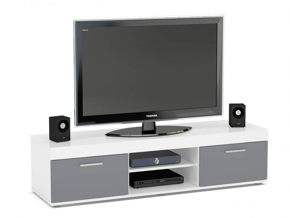 Birlea Birlea Edgeware White and Grey High Gloss TV Unit (Flat Packed)