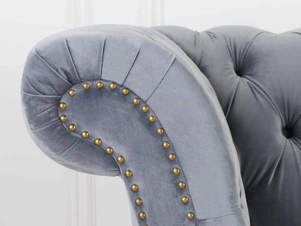 Birlea Furniture & Beds Birlea Chester Grey Velvet Fabric 3 Seater Sofa