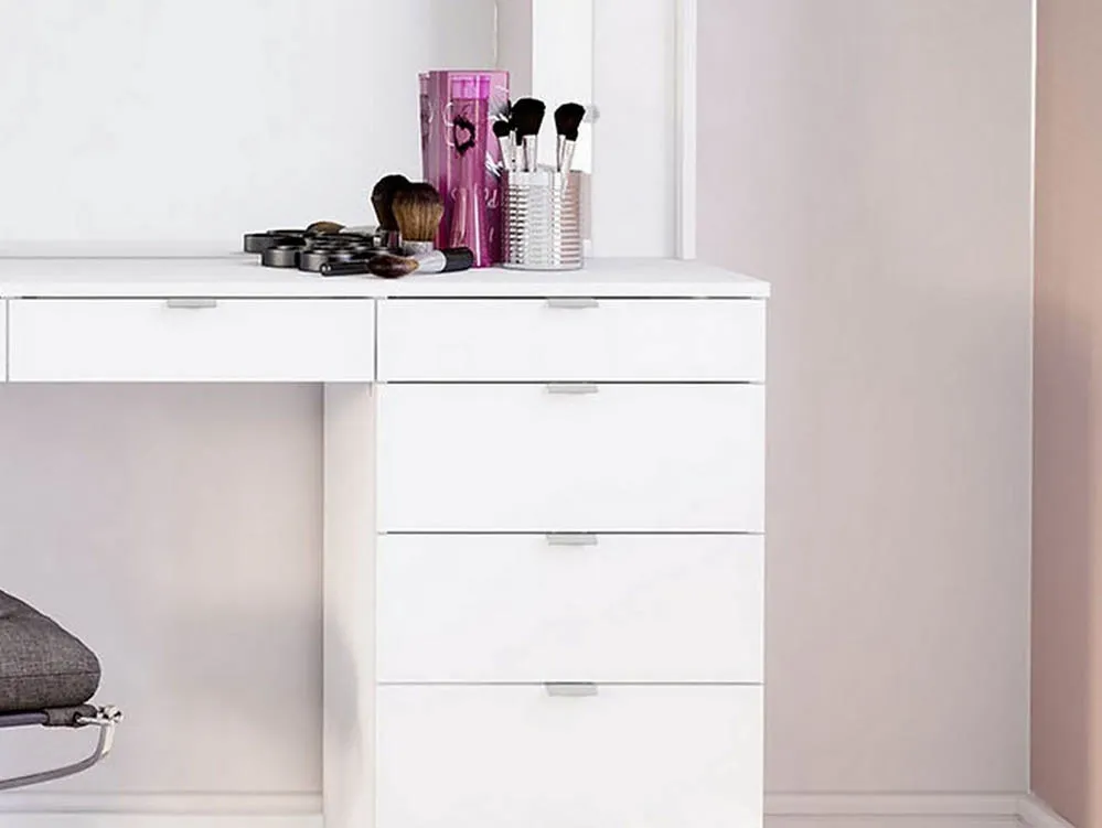 Birlea Birlea Chloe White 7 Drawer Dressing Table and Mirror