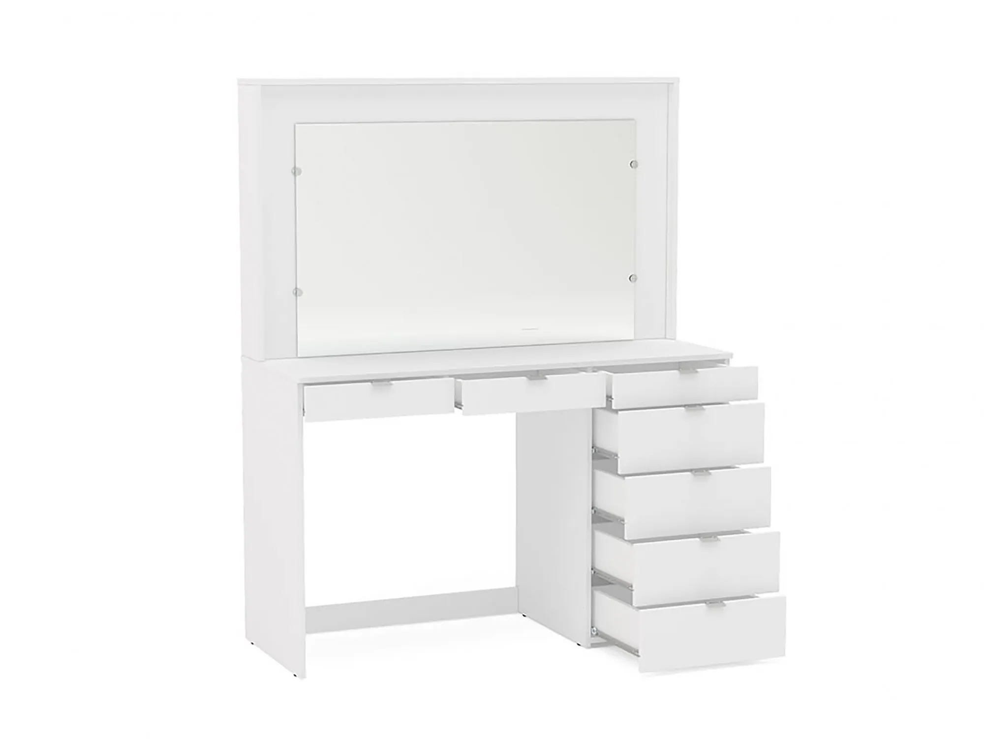 Birlea Birlea Chloe White 7 Drawer Dressing Table and Mirror
