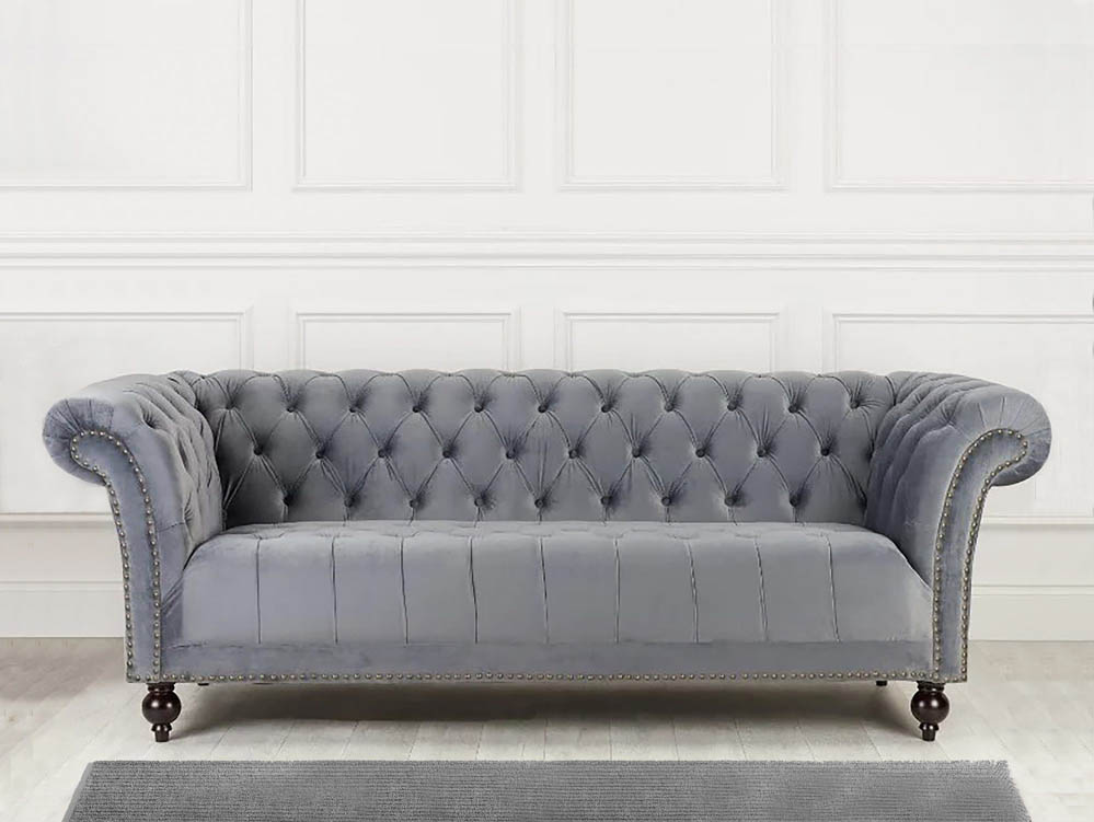 Birlea Birlea Chester Grey Velvet Fabric 3 Seater Sofa